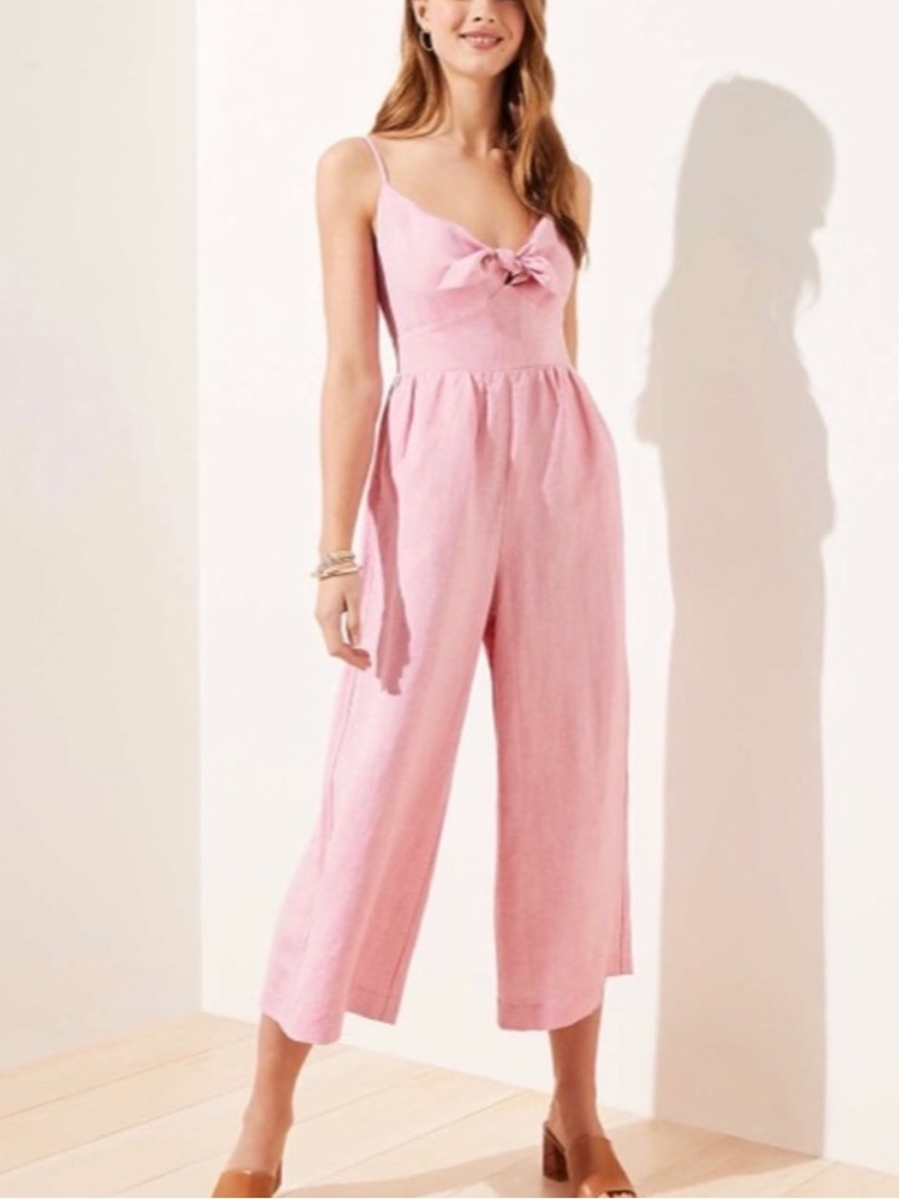 LOFT Pink Linen-blend Jumpsuit